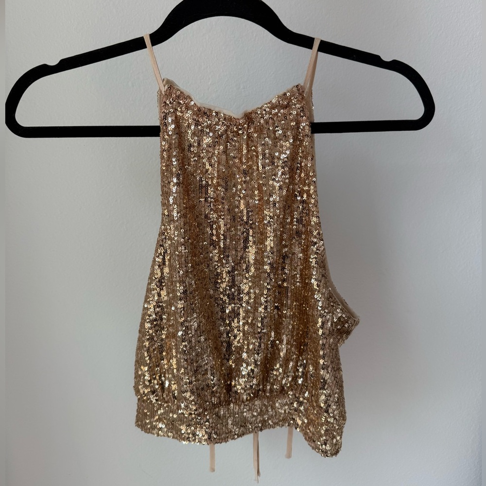 Free People Gold Sequin Top